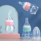 1 Pc Baby Medicine Feeder Bottle 70ml Bear Design Prevent Choking With 2 Pcs  Silicone Replacement Pacifier And Food Spoon Head